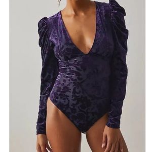 FREE PEOPLE INTIMATELY Magic Hour Bodysuit Size XS Deep Sea Purple Combo